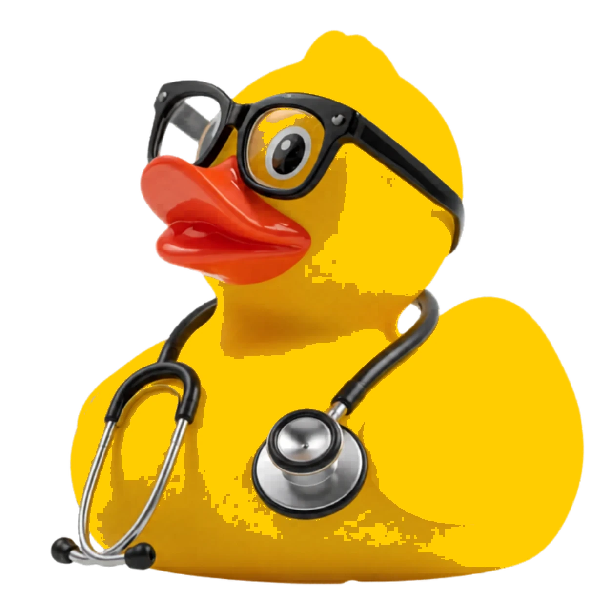 Doctor CUAC — patito doctor con gafas y bata blanca